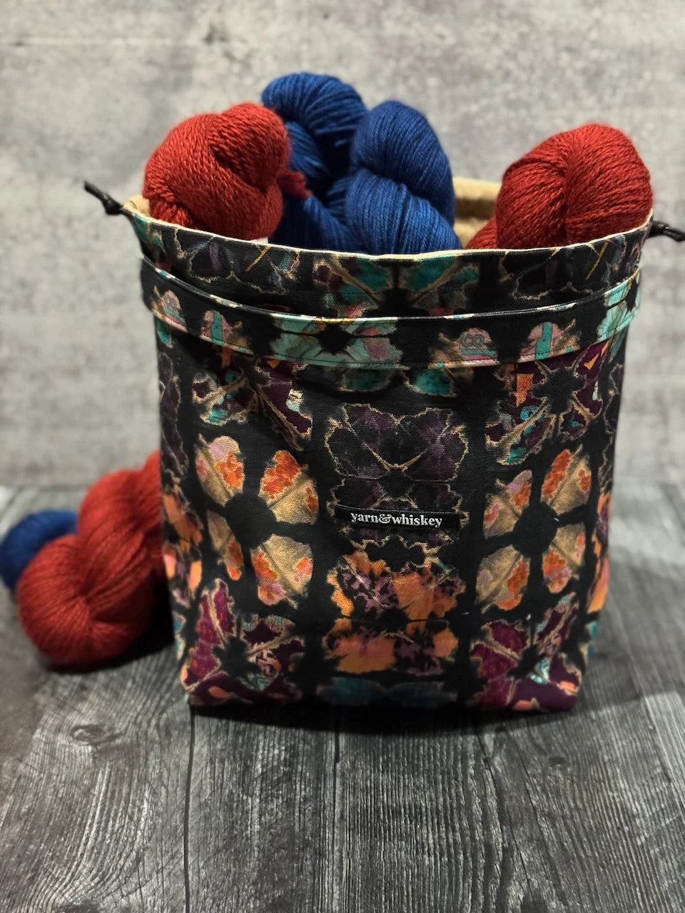Inky Florals Deluxe Crafters Satchel | Project Bag for Knitting & Crochet