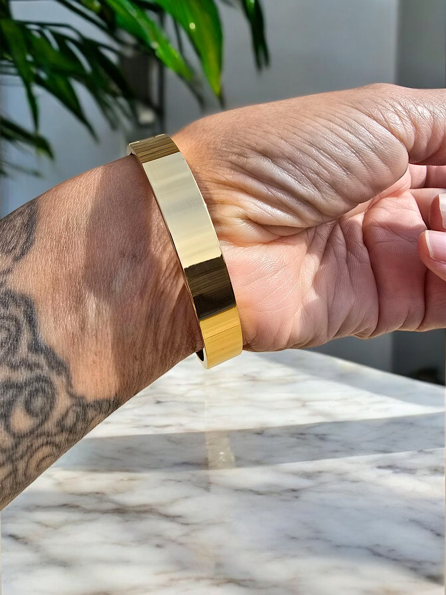 Denim Bracelet - Stainless Steel 18K Gold-plated Denim Cuff Bracelet