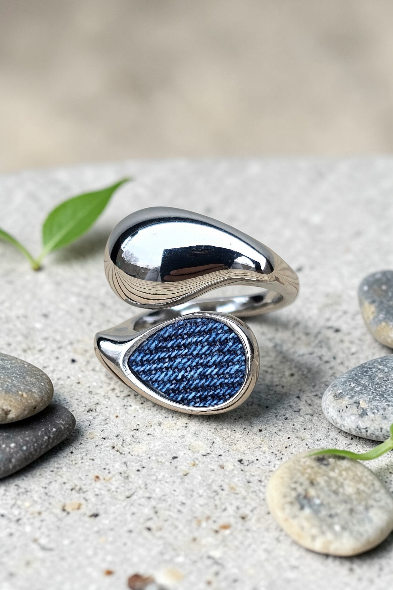 Denim Ring - Yin Yang Stainless Steel Silver Adjustable Denim Ring