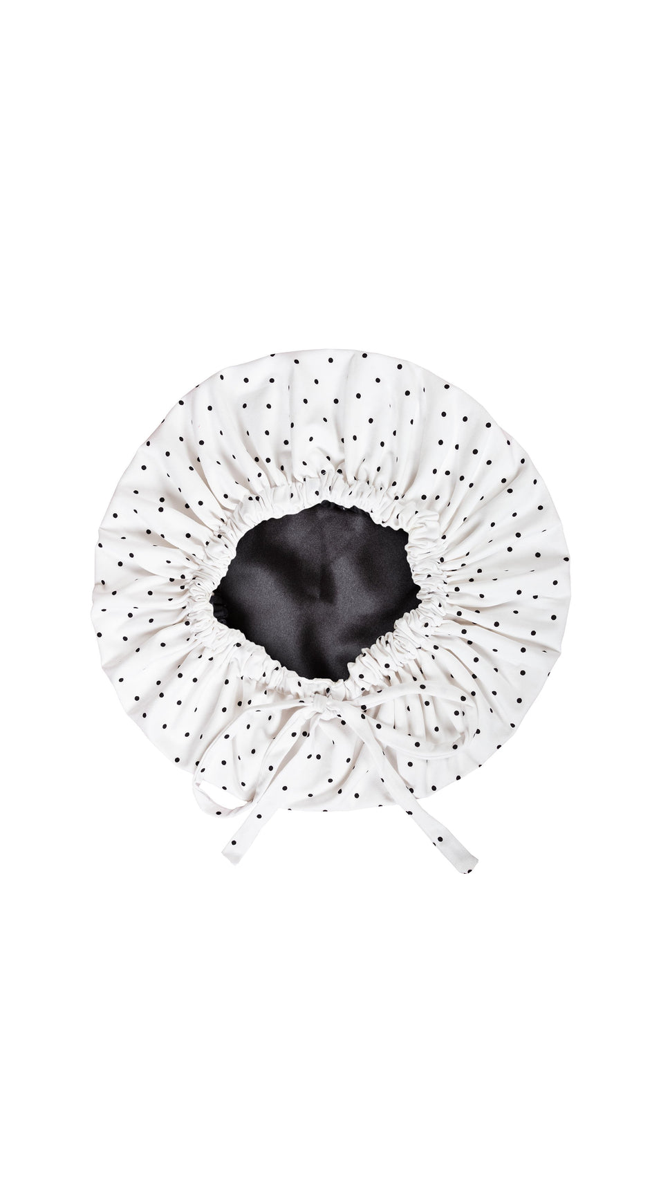 White & Black Polka Dot -Bamboo Tank Top Long Pajama Pants Set, With A Matching Satin-Lined Bonnet
