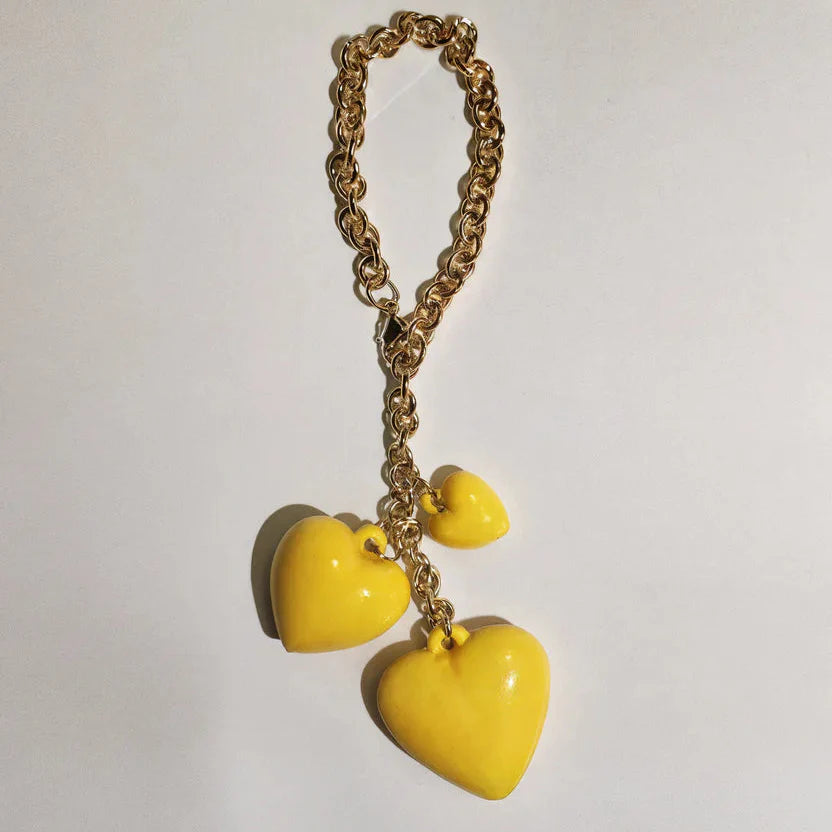 Puffy Triple Heart Bag Chain